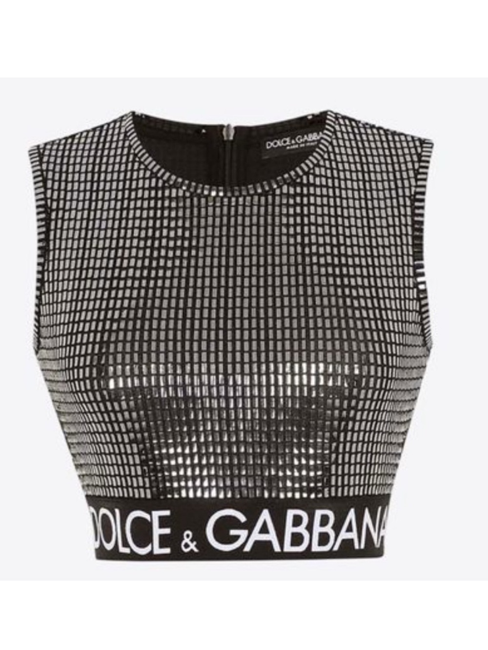 Dolce & Gabbana Metallic Mesh Logo Crop Top